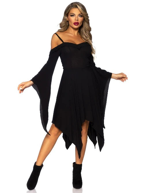 Bell Sleeve Peasant Dress | Black