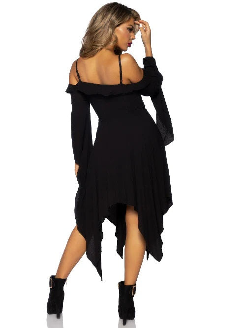 Bell Sleeve Peasant Dress | Black