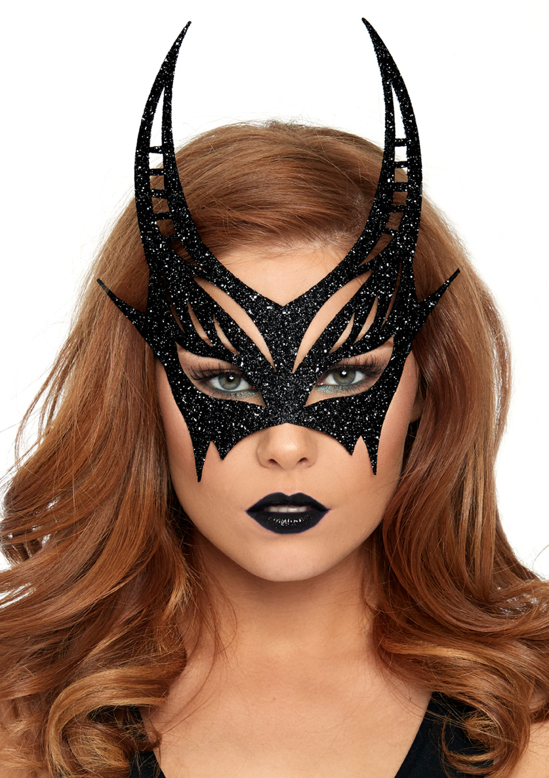 Black Glitter Devil Mask