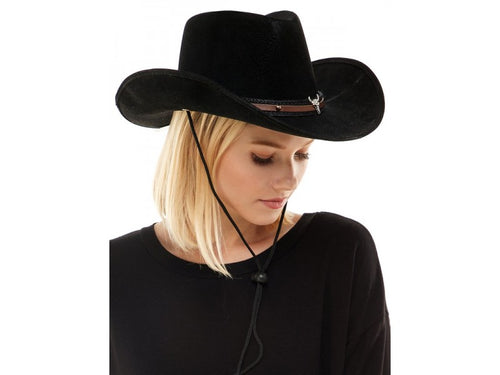 Faux Black Leather Cowboy Hat