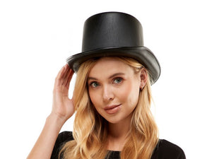 Faux Leather Top Hat | Black