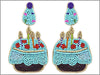 Blue Birthday Cake Earrings
