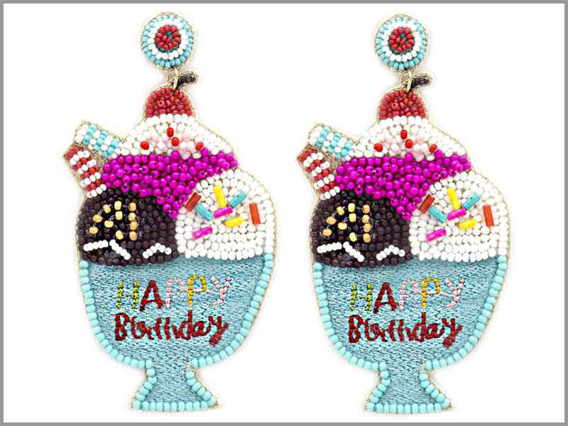 Blue Sundae Birthday Earrings