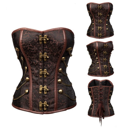 Buttons and Chains Corset | Brown