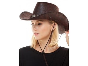 Faux Leather Cowboy Hat | Brown