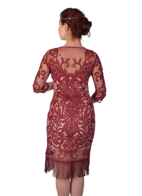 Burgundy Beaded Flapper Dress | Adult