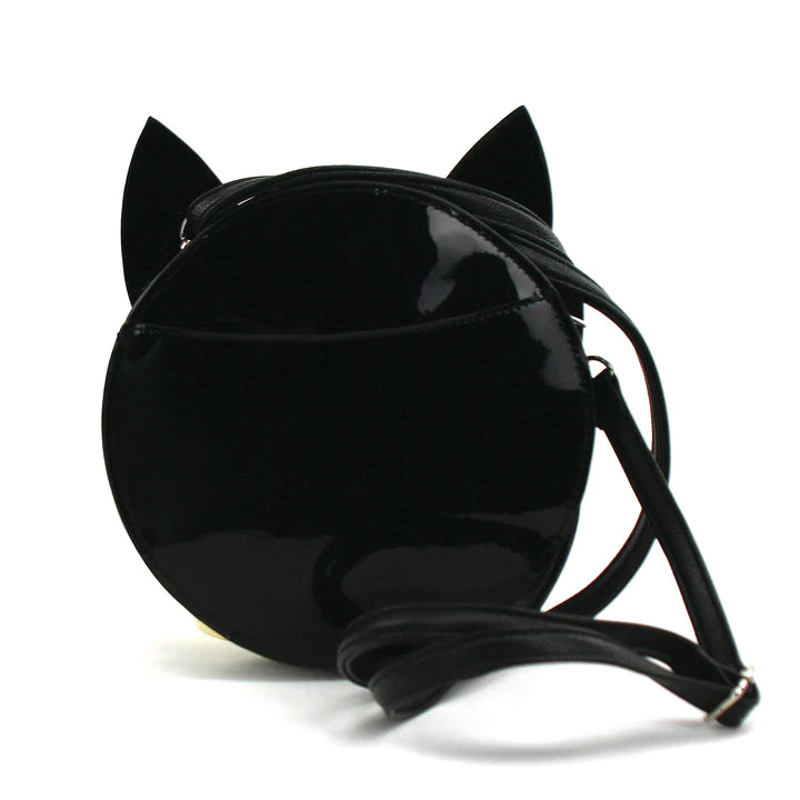 Mystical Black Cat Face Crossbody Bag In Vinyl | Halloween