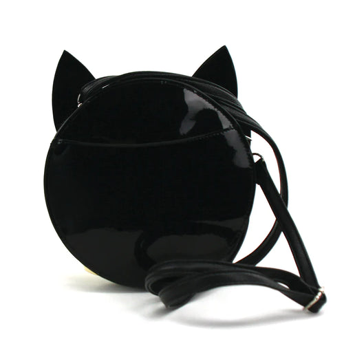 Mystical Black Cat Face Crossbody Bag In Vinyl | Halloween