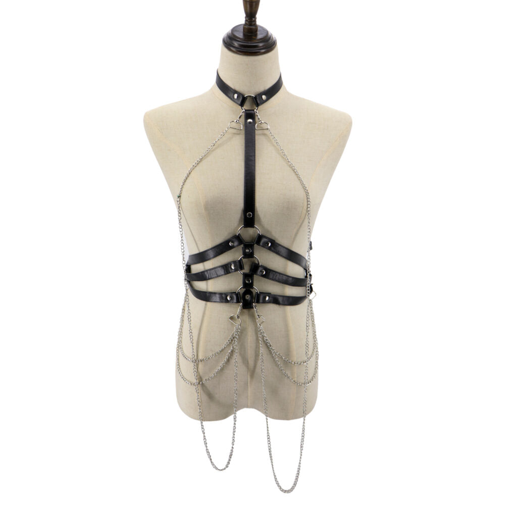 Leatherette & Chain Body Harness | Adult