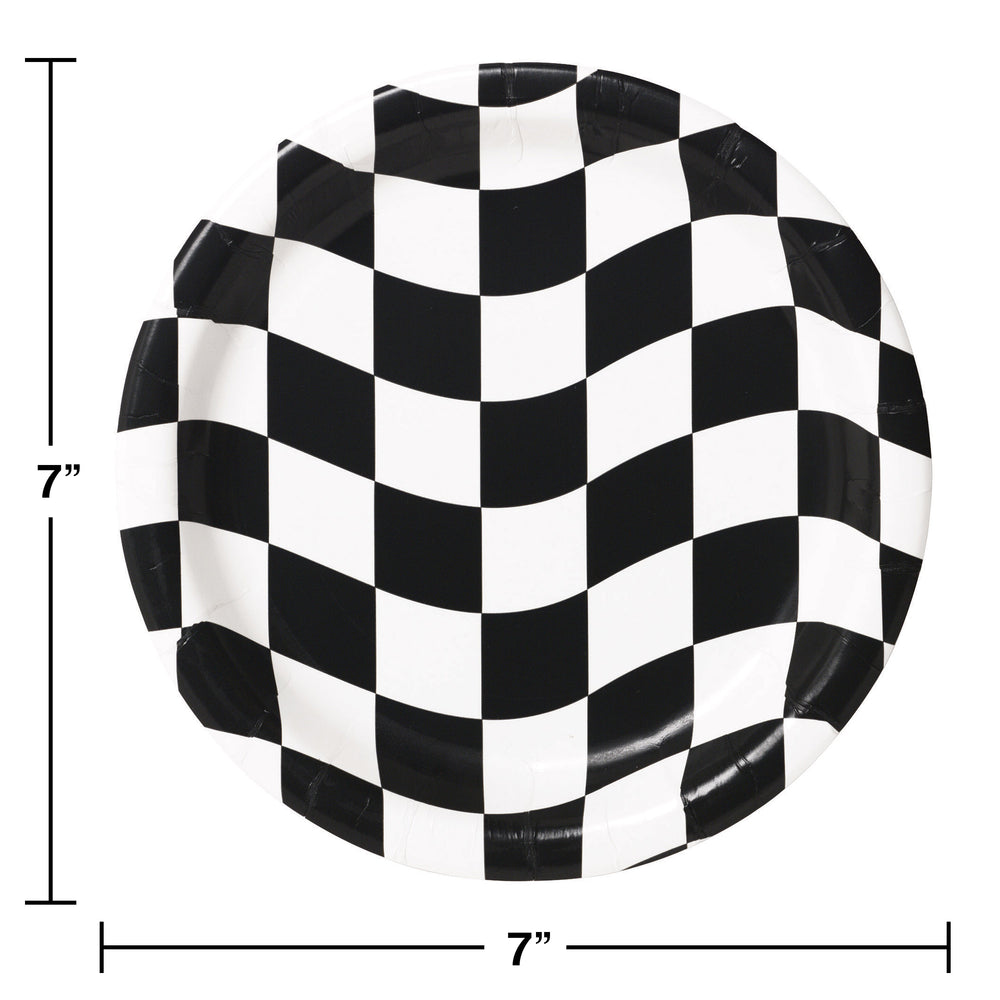 Racing Checkered 7in Paper Plates 8ct | Kid's Birthday