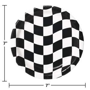 Racing Checkered 7in Paper Plates 8ct | Kid's Birthday