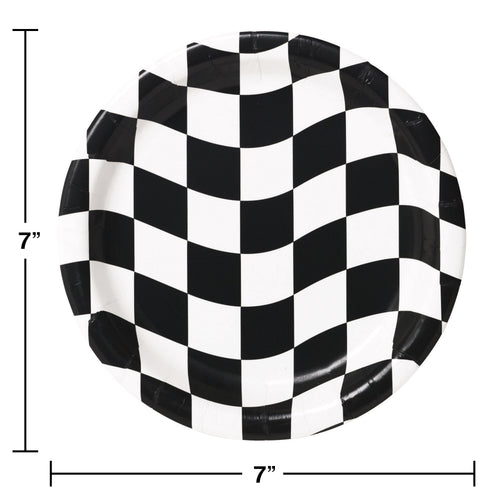 Racing Checkered 7in Paper Plates 8ct | Kid's Birthday