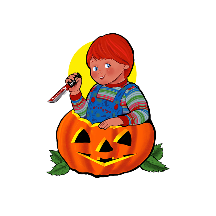 small kid scary knife pumpkin
