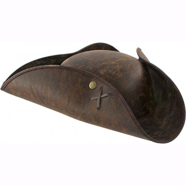Distressed Faux Leather Tricorn Hat | Pirate