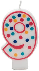 Numeral Polka Dot Birthday Candle 9