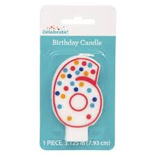 Numeral Polka Dot Birthday Candle 6