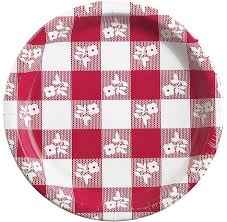 Picnic Red Gingham Paper Plates 7in | General Entertaining
