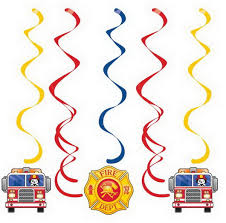 Firefighter Firetruck Swirl Decorations
