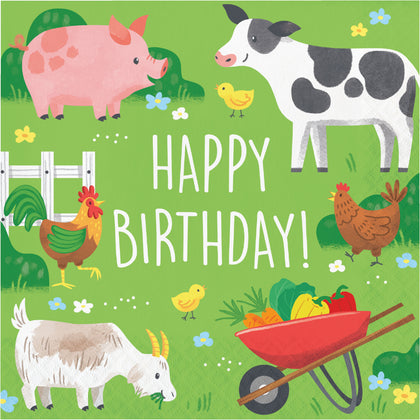 Farm Animal Lunch Napkins 16ct | Kid's Birthday
