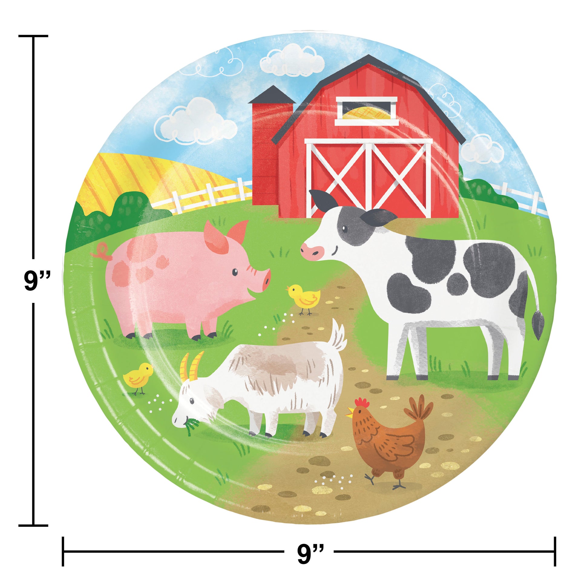 Farm Animal 9in Paper Plates 8ct | Kid's Birthday