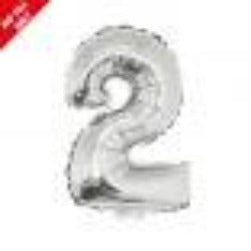 Silver 16in Air Filled Mylar Number