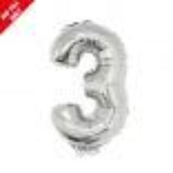Silver 16in Air Filled Mylar Number