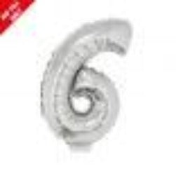 Silver 16in Air Filled Mylar Number