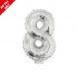 Silver 16in Air Filled Mylar Number