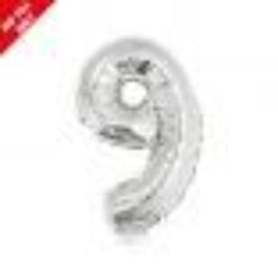 Silver 16in Air Filled Mylar Number