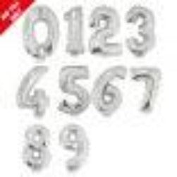 Silver 16in Air Filled Mylar Number