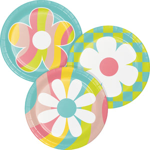 Flower Power 7in Paper Plates Assorted 8ct | Kid's Birthday