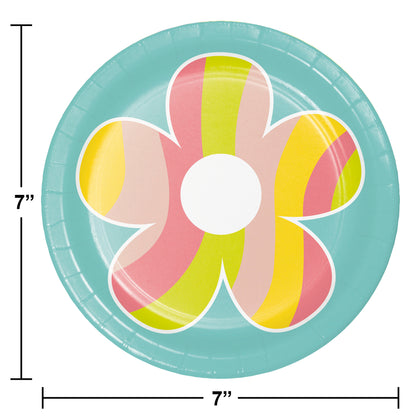 Flower Power 7in Paper Plates Assorted 8ct | Kid's Birthday