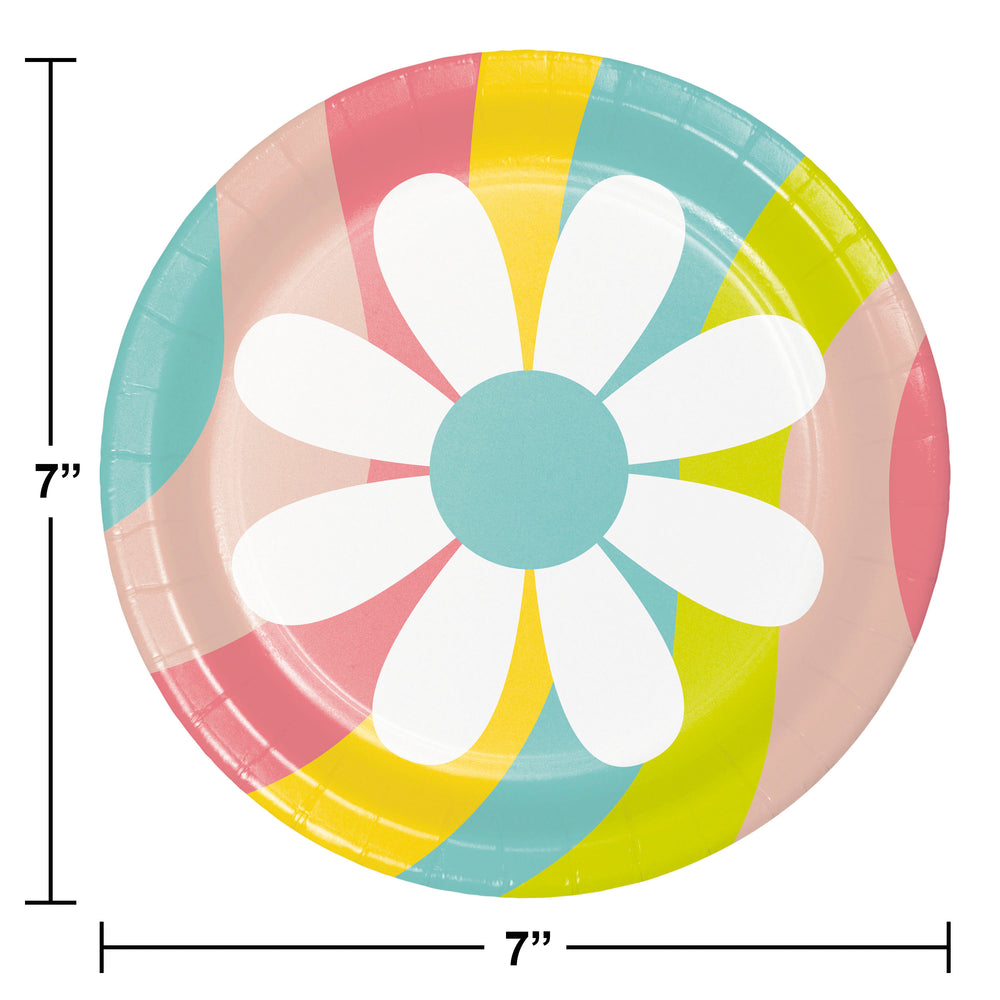 Flower Power 7in Paper Plates Assorted 8ct | Kid's Birthday