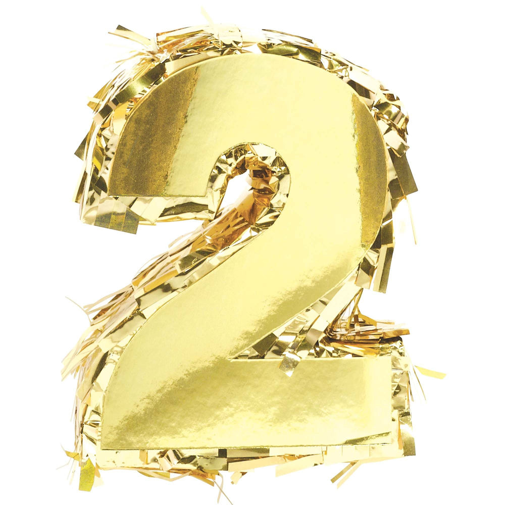 Foil Number Mini Pinata "2" - Gold