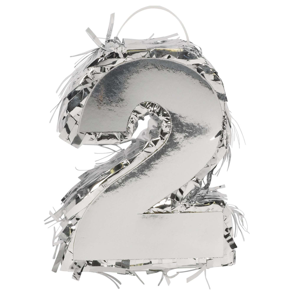 Foil Number Mini Pinata "2" - Silver