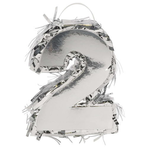 Foil Number Mini Pinata "2" - Silver