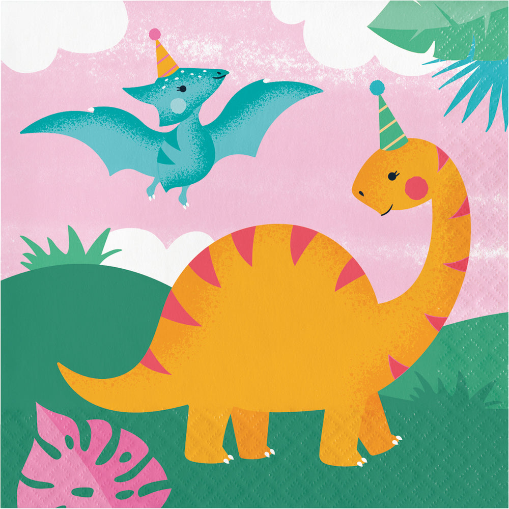 Girl Dino Lunch Napkins 16ct | Kid's Birthday