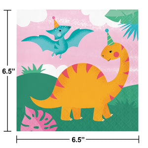 Girl Dino Lunch Napkins 16ct | Kid's Birthday