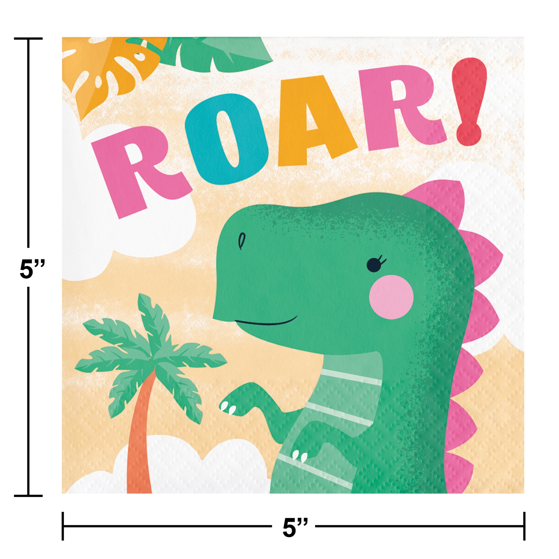 Girl Dino Beverage Napkins 16ct | Kid's Birthday