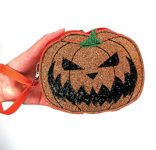 Glitter Jack O Lantern Coin Purse In Vinyl | Halloween
