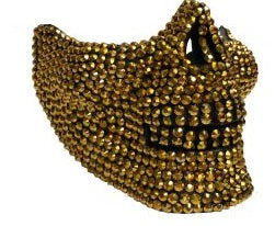 Gold Rhinestone Half Skull Mask