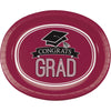 Burgundy Grad Oval Paper Platters 8ct | Graduation