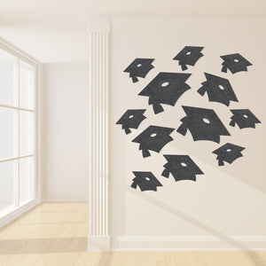 Black Glitter Grad Cap Cutouts 12ct | Graduation