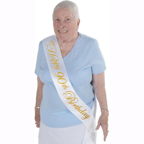 90th birthday satin sash