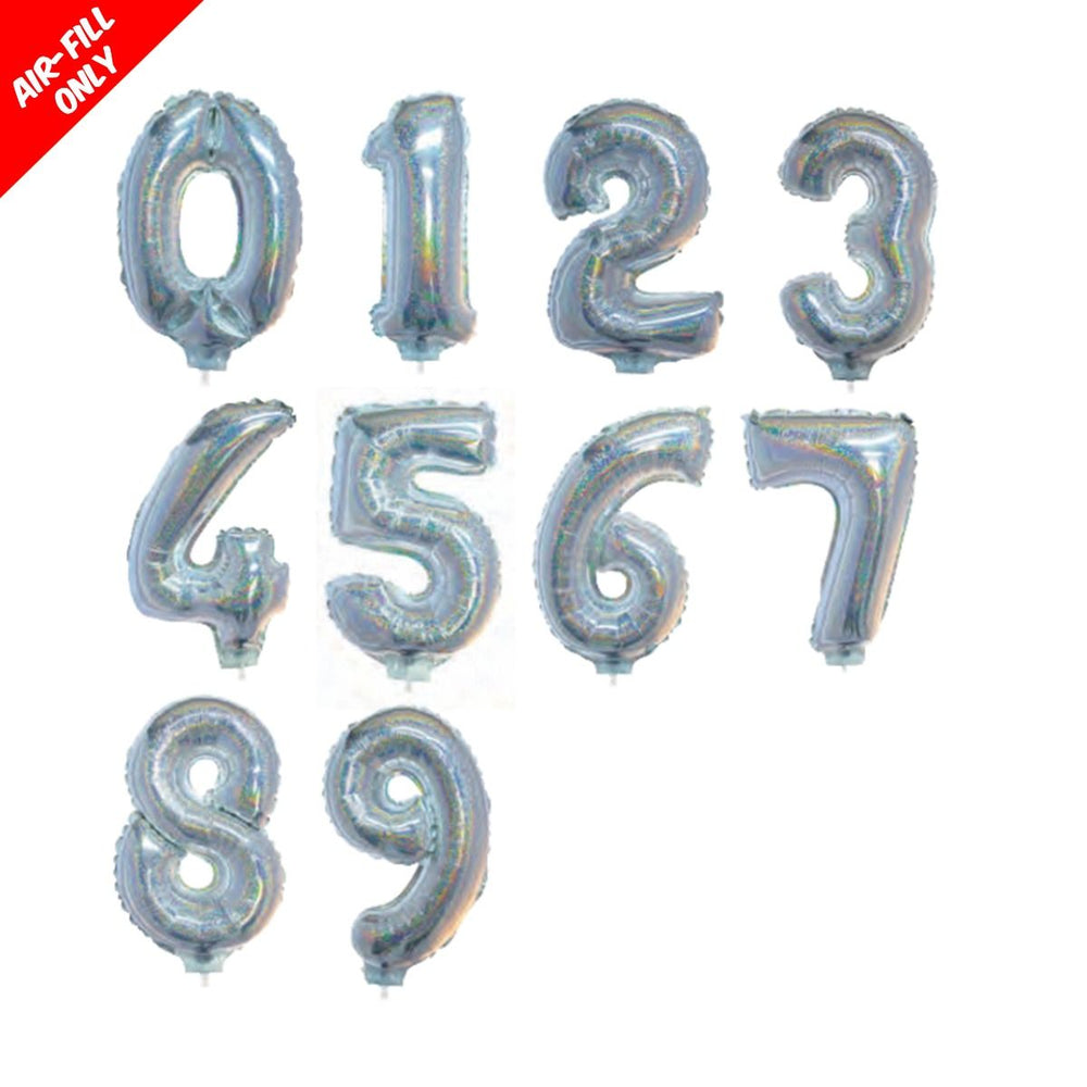 Holographic Silver 16in Air Filled Mylar Number