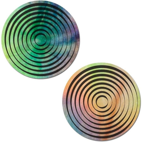 Holographic Sliver Trippy Spiral Circle Nipple Pasties