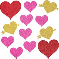 Valentine Icons Glitter Heart Cutouts 12ct | Valentine's Day