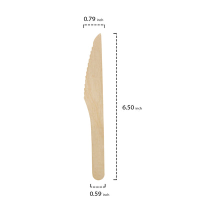 6in Wooden Knives 50ct | Catering