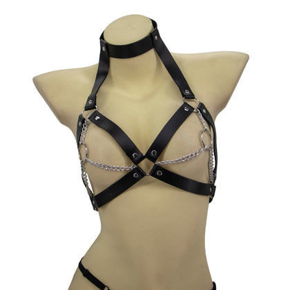 Leather Bralette With Chains | Rave