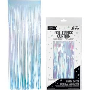 Iridescent Light Blue Foil Fringe Curtain